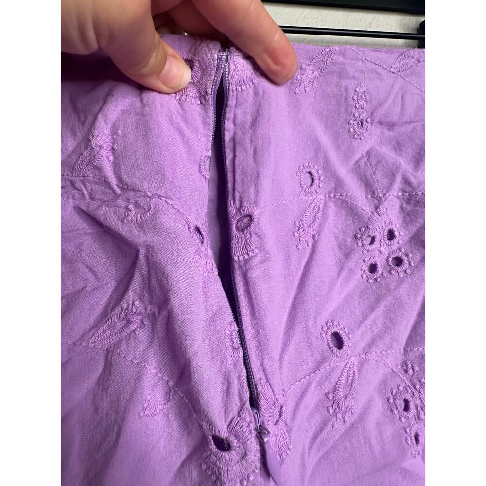 ASHLEY PARKER x RTR Women's Purple 100% Cotton Eyelet Wrap Mini Skirt Size 2 - Picture 10 of 14